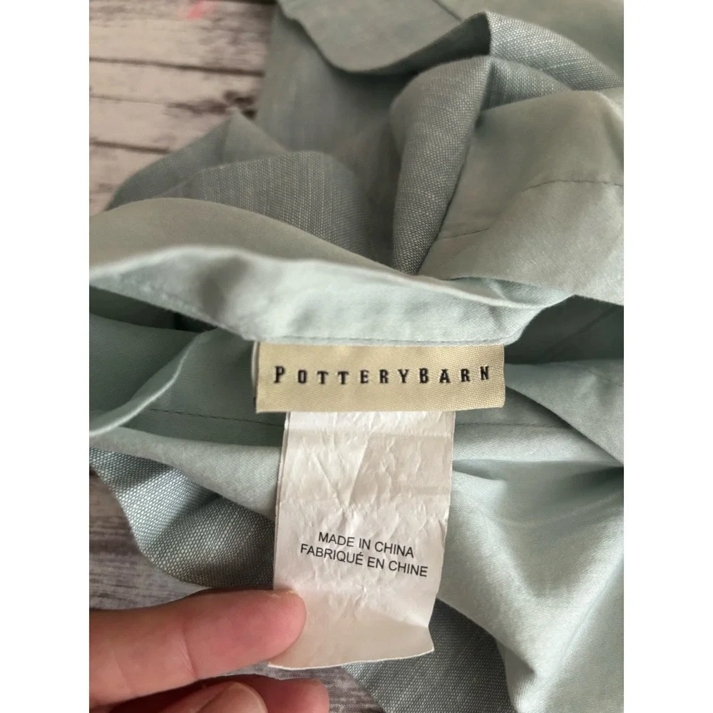 Pottery Barn ONE Pillow Sham Standard Light Blue Stripe Linen Cotton 26x20